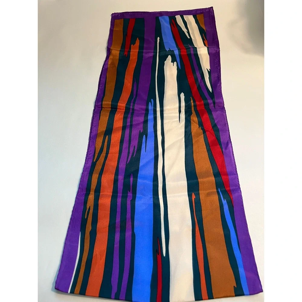 Elaine Gold 100%‎ Silk Scarf Vibrant Multicolor Abstract Design 10